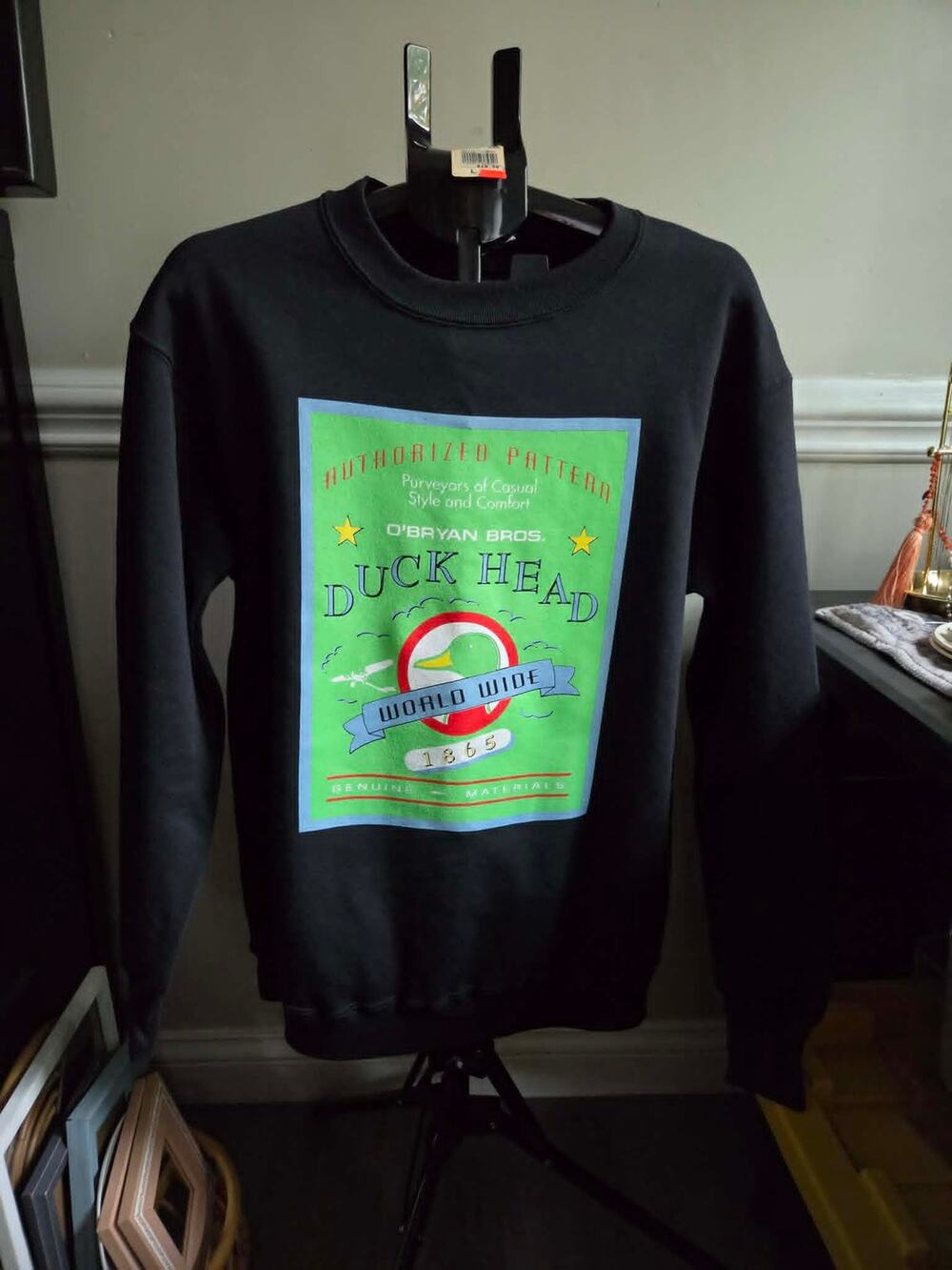 Vintage Duck Head Graphic Sweatshirt Made in USA Black Large NWT